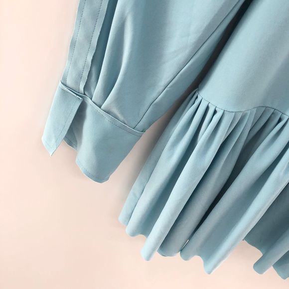 Norma Kamali Oversized Boyfriend Shirt Dress in Powder Blue - Picture 7 of 13